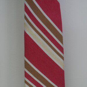Vintage Sears Men's Store Cotton Blend Red Tan Cream Striped Tie